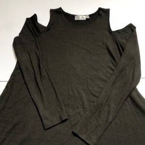 Olive Green Cold-Shoulder Sweater